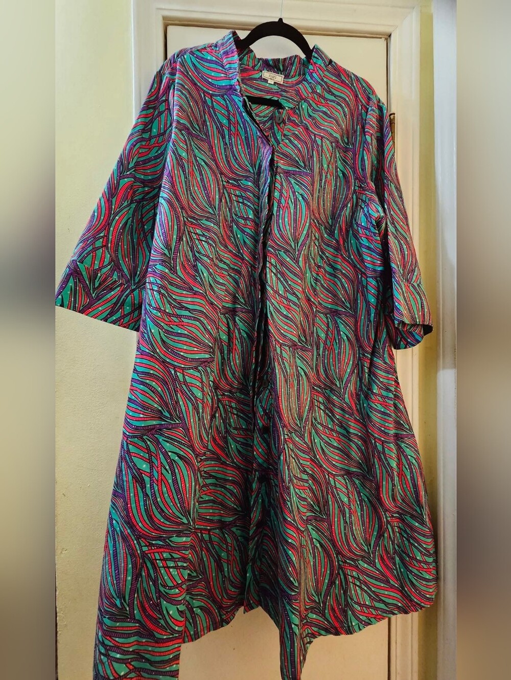 Zuri Kenya Hurrah Teal & Pink Swirl Print Dress 1x